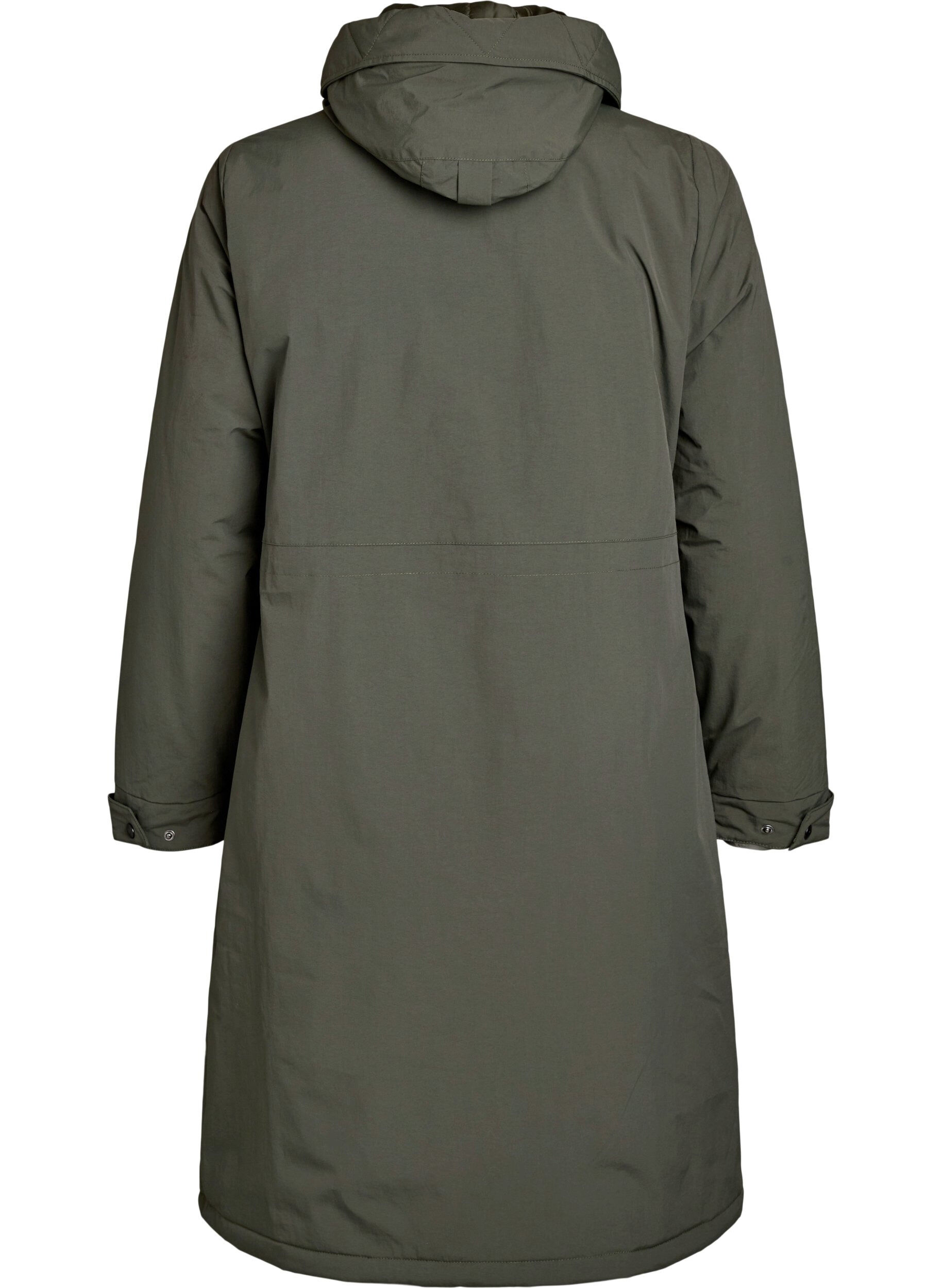 Zizzi Parka met capuchon en verstelbare taille, Groen, Packshot image number 1