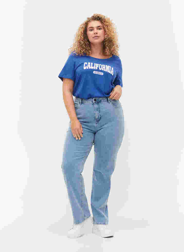 Katoenen t-shirt met print, Dazzling Blue Califo, Model image number 2