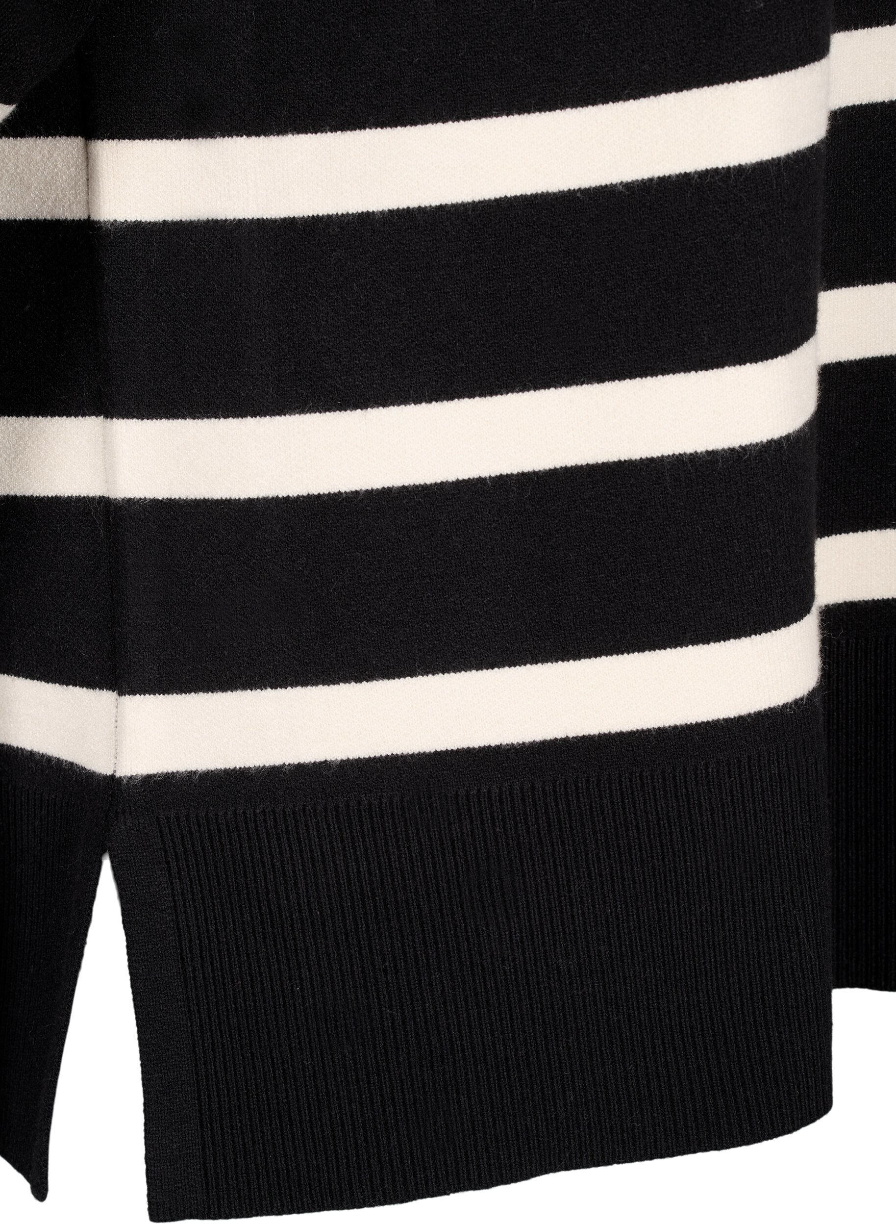 Zizzi Gebreide blouse met 3/4 mouwen en strepen, Black Birch Stripes, Packshot image number 3