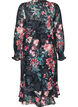 Bloemen midi-jurk met geweven textuur en strikceintuur, Zwart, Packshot image number 1