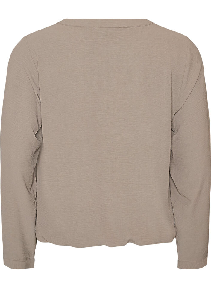 Blouse met ballonsilhouet en V-hals, Beige, Packshot image number 1