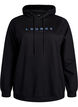 Sweater met capuchon en print, Zwart, Packshot image number 0