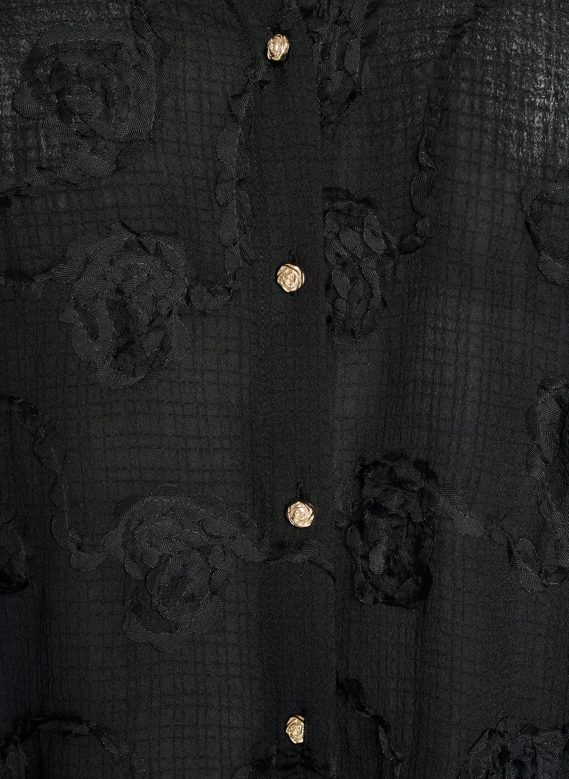 Zizzi Short-sleeved shirt blouse with a 3D flower effect, Black, Packshot image number 2