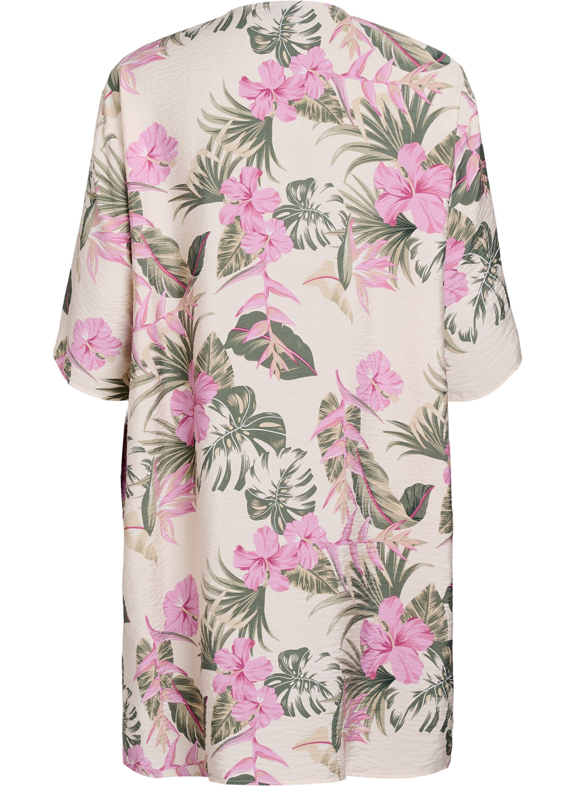 Zizzi Kimono van viscose met 3/4 mouwen, Vanille, Packshot image number 1