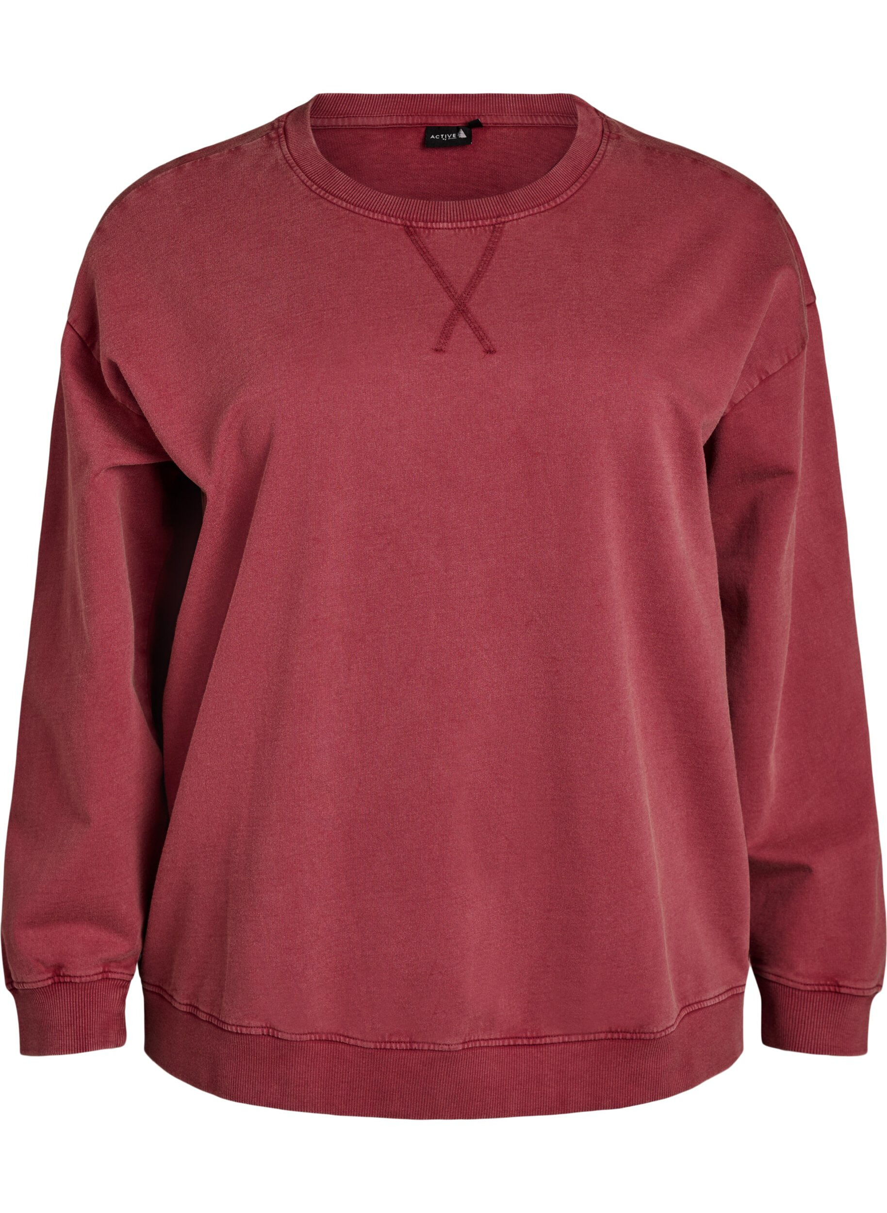 Zizzi Losvallend sweatshirt met gewassen look, Rood, Packshot image number 0