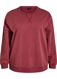 Losvallend sweatshirt met gewassen look, Rood