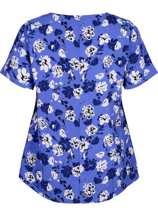 FLASH - Blouse met korte mouwen en print, Amparo Blue Flower, Packshot image number 1