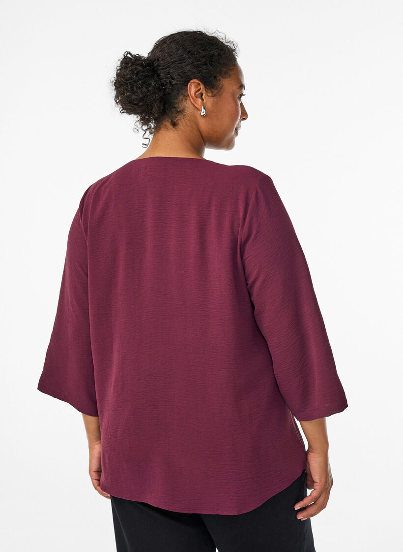 Flash - Blouse met 3/4 mouwen, Donker Bordeaux, Model image number 2