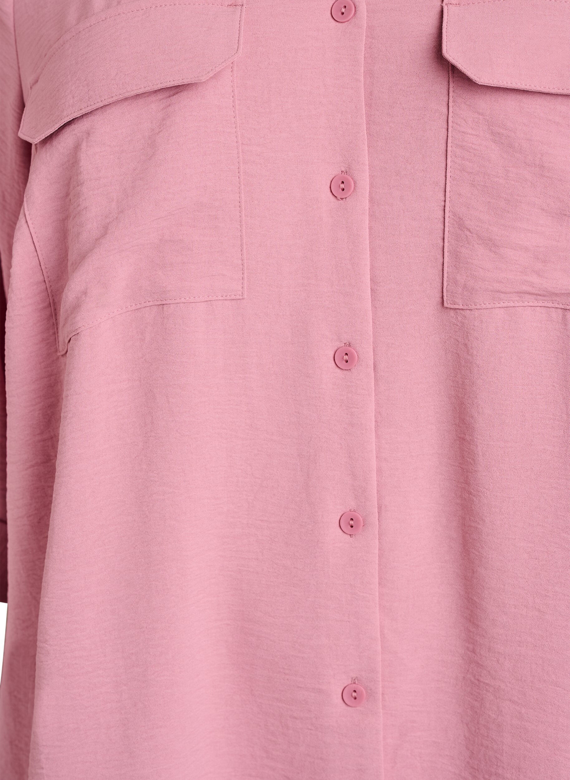 Zizzi FLASH - Shirt met 3/4 mouwen en borstzakken, Roze, Packshot image number 2