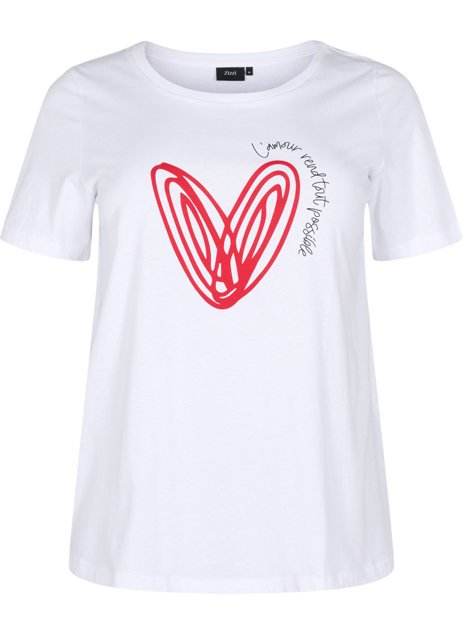 Zizzi Katoenen T-shirt met motief, Bright W. w. Heart, Packshot image number 0