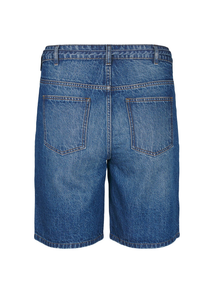 Strakke pasvorm denim shorts met strikriem, Blauw, Packshot image number 1