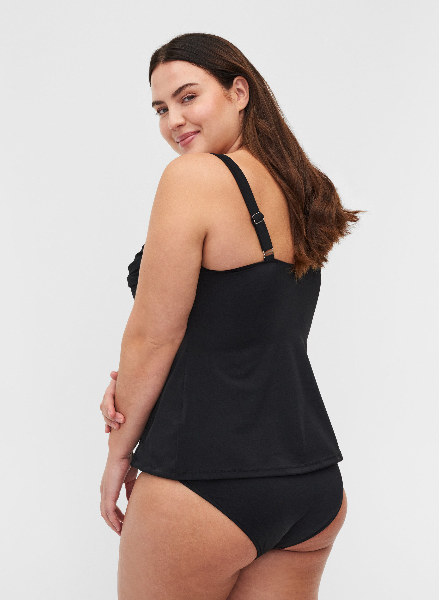 Zizzi Tankini met drapering, Zwart, Model image number 2