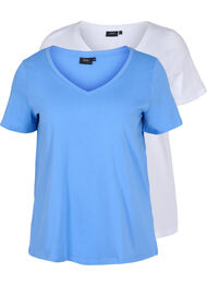 Set van 2 basic t-shirts in katoen, Ultramarine/White
