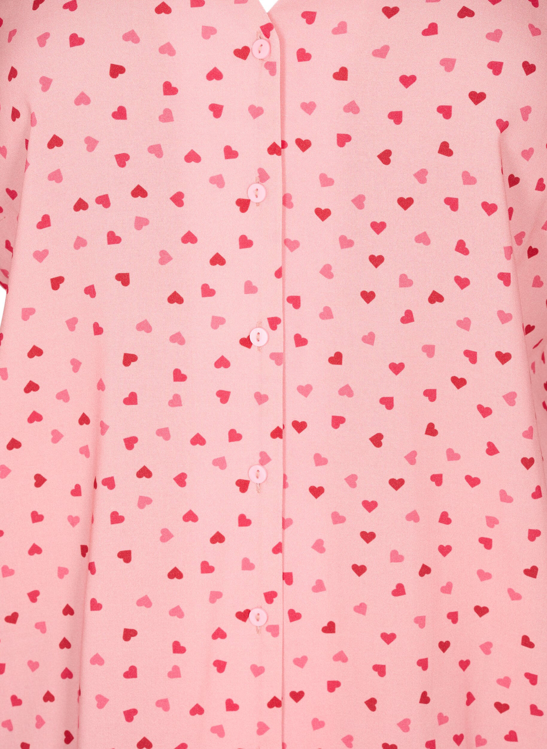Zizzi Bedrukte pyjamatop van viscose, Roze, Packshot image number 2