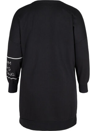 Trui jurk met lange mouwen en print , Black, Packshot image number 1