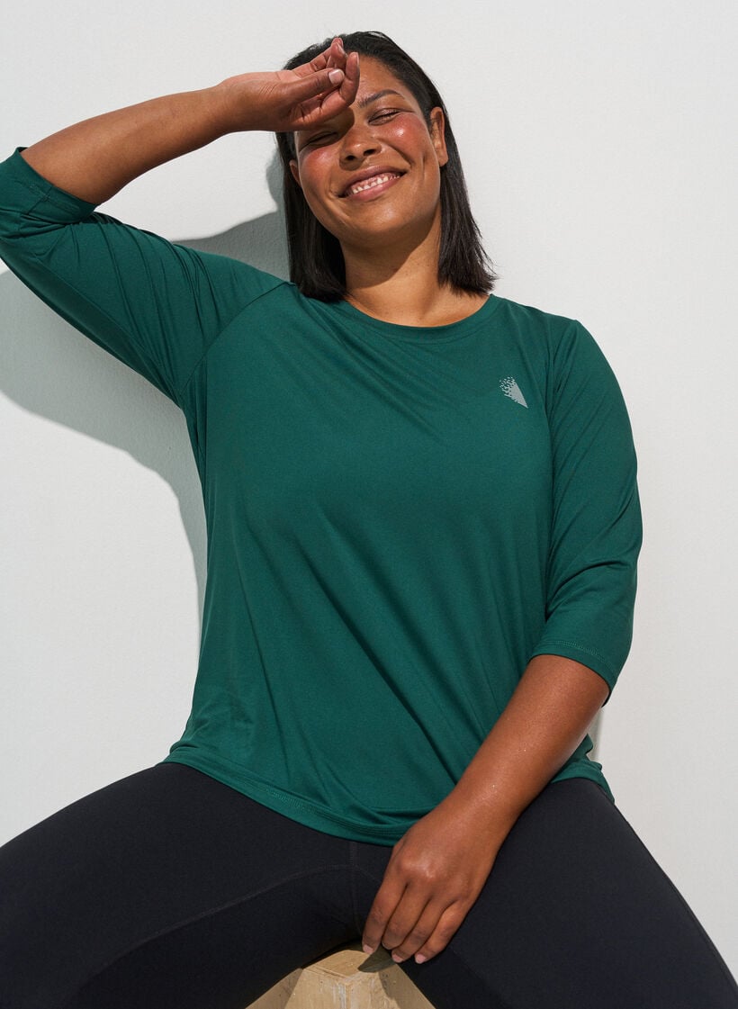 Sporttop met 3/4 mouwen, Groen, Model image number 3