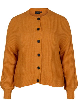 Ribgebreid vest met knopen, Harvest Pumpkin Mel., Packshot image number 0