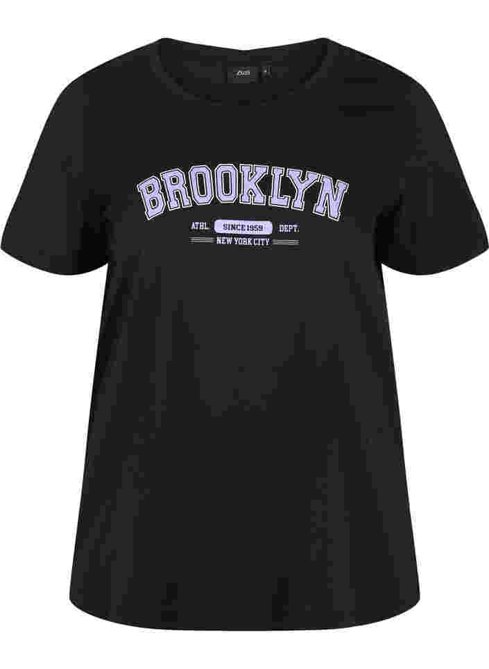 Katoenen t-shirt met print, Black Brooklyn