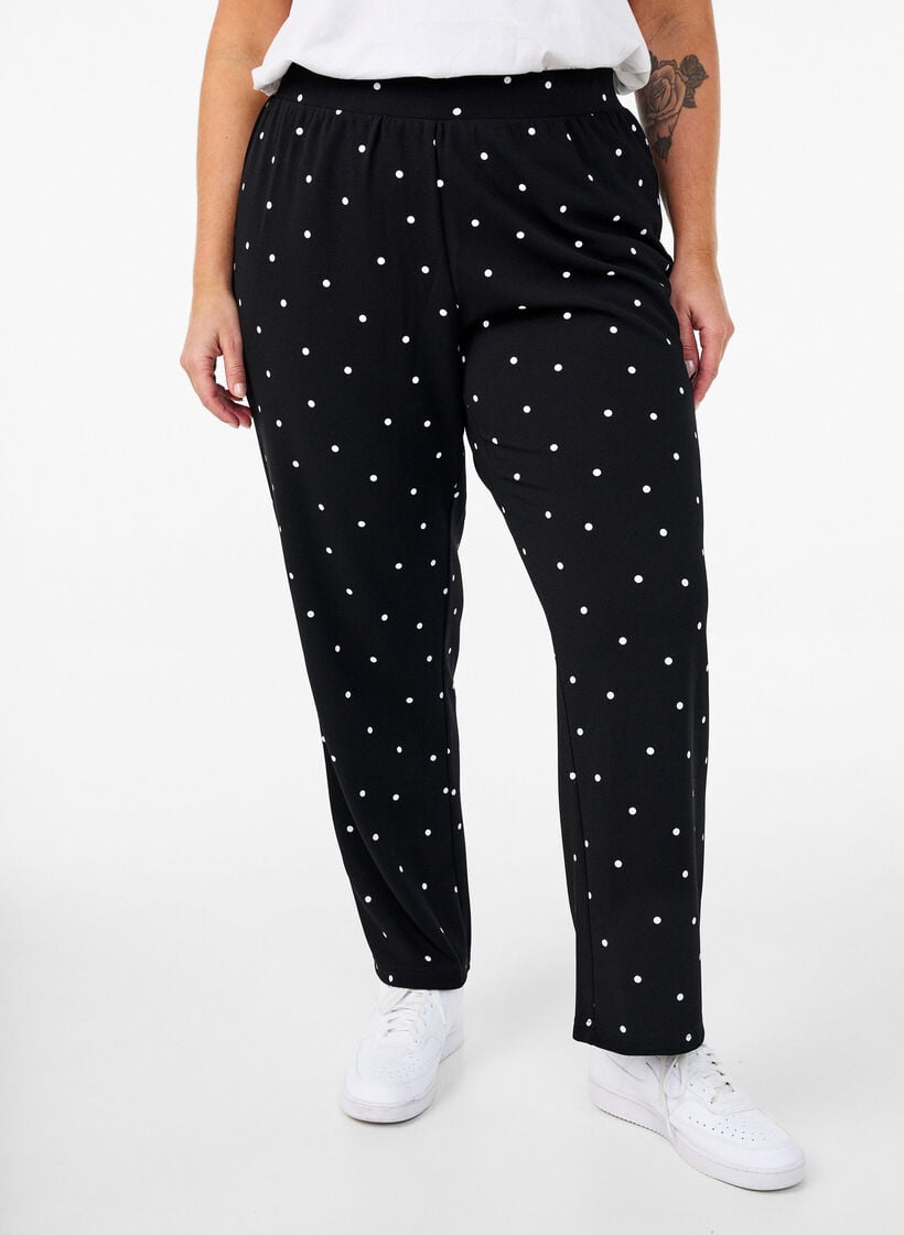 Broek met rechte pasvorm, Zwart, Model image number 2