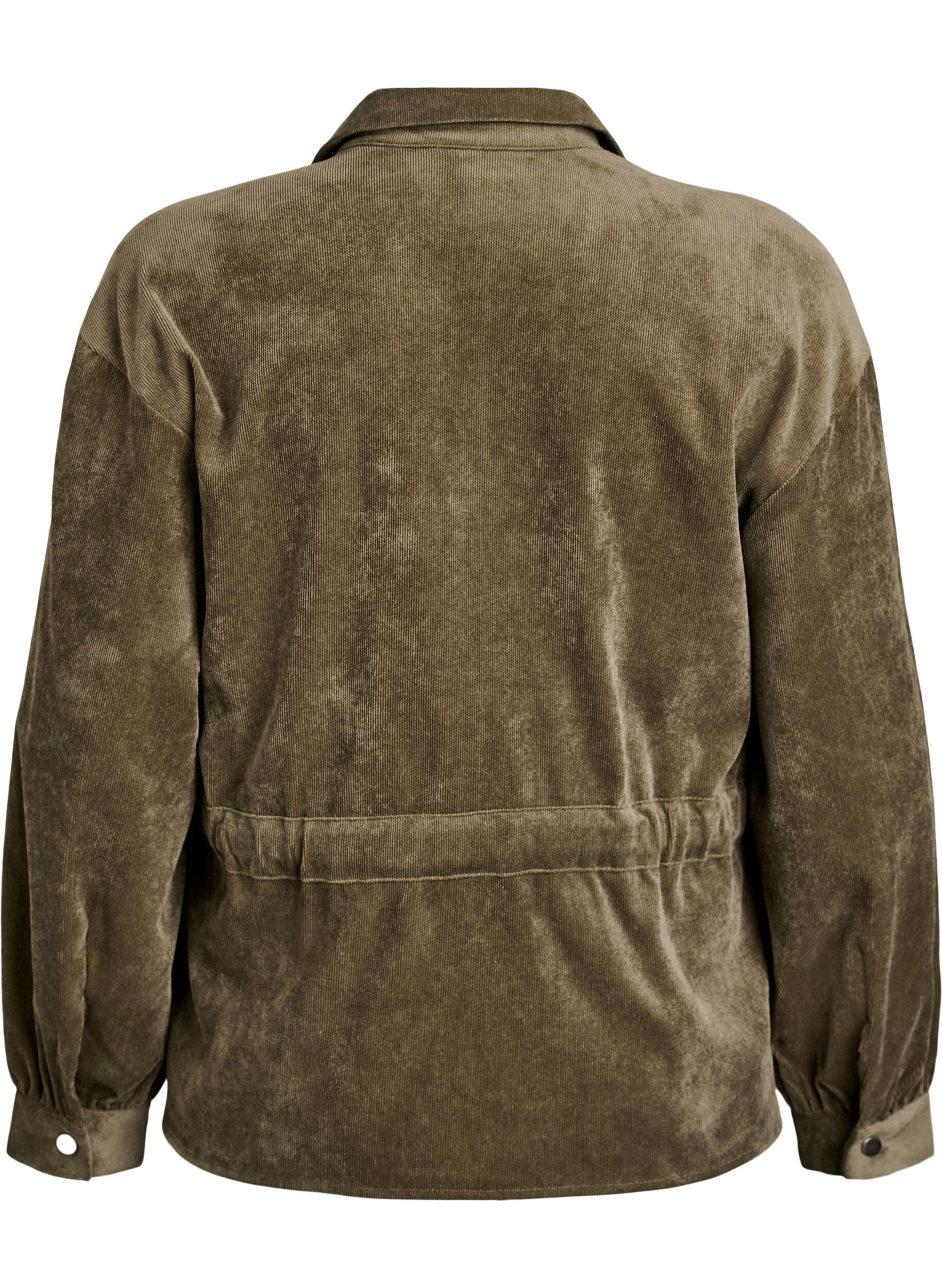Zizzi Corduroy shacket met strikceintuur en zakken, Groen, Packshot image number 1