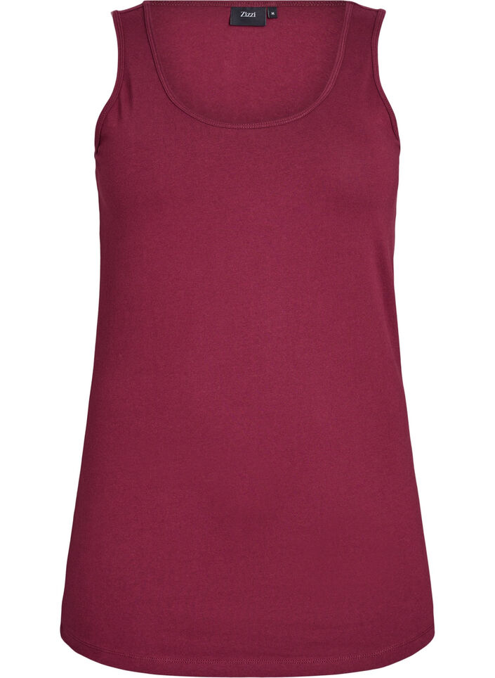 Solide kleur basis top in katoen, Donker Bordeaux, Packshot image number 0