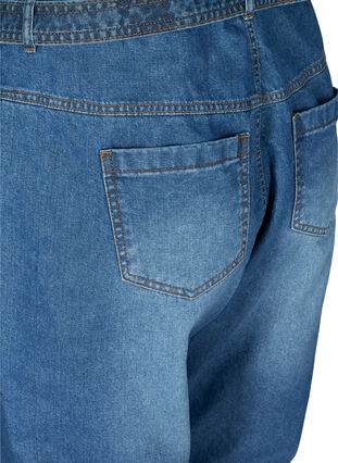 Jeans met hoge taille en riem, Blue denim, Packshot image number 3