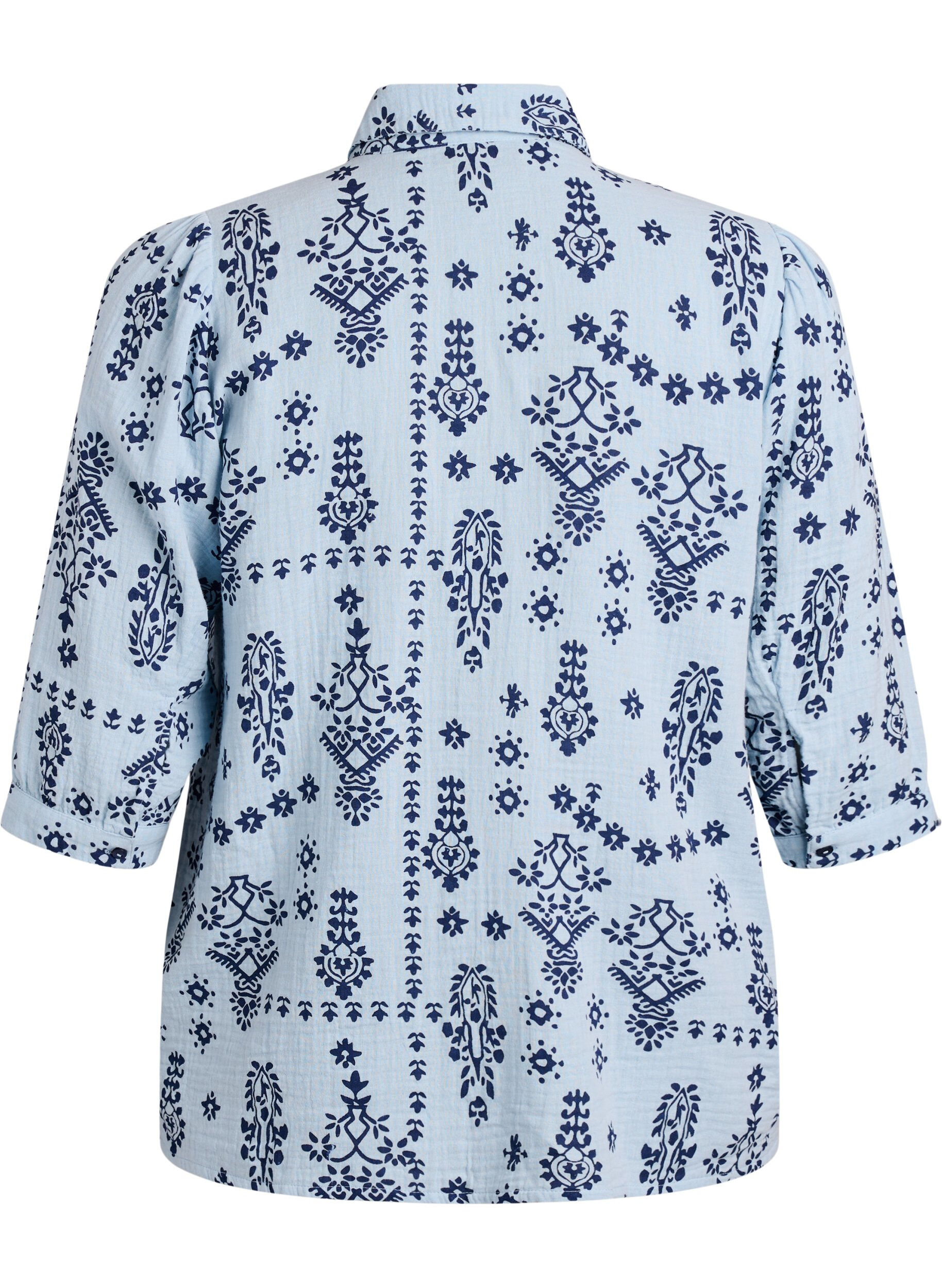 Zizzi Shirtblouse met 3/4 mouwen, Blauw, Packshot image number 1