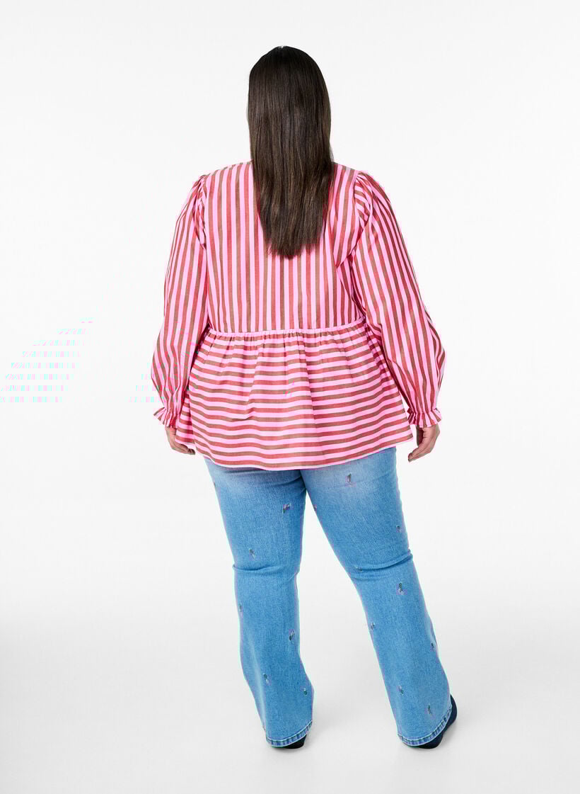 Bootcut jeans met geborduurde bloemen, Blauw, Model image number 1