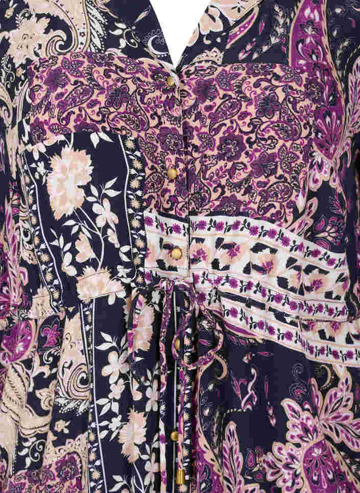 Midi-jurk in viscose met paisleyprint, Black Patchwork AOP, Packshot image number 2