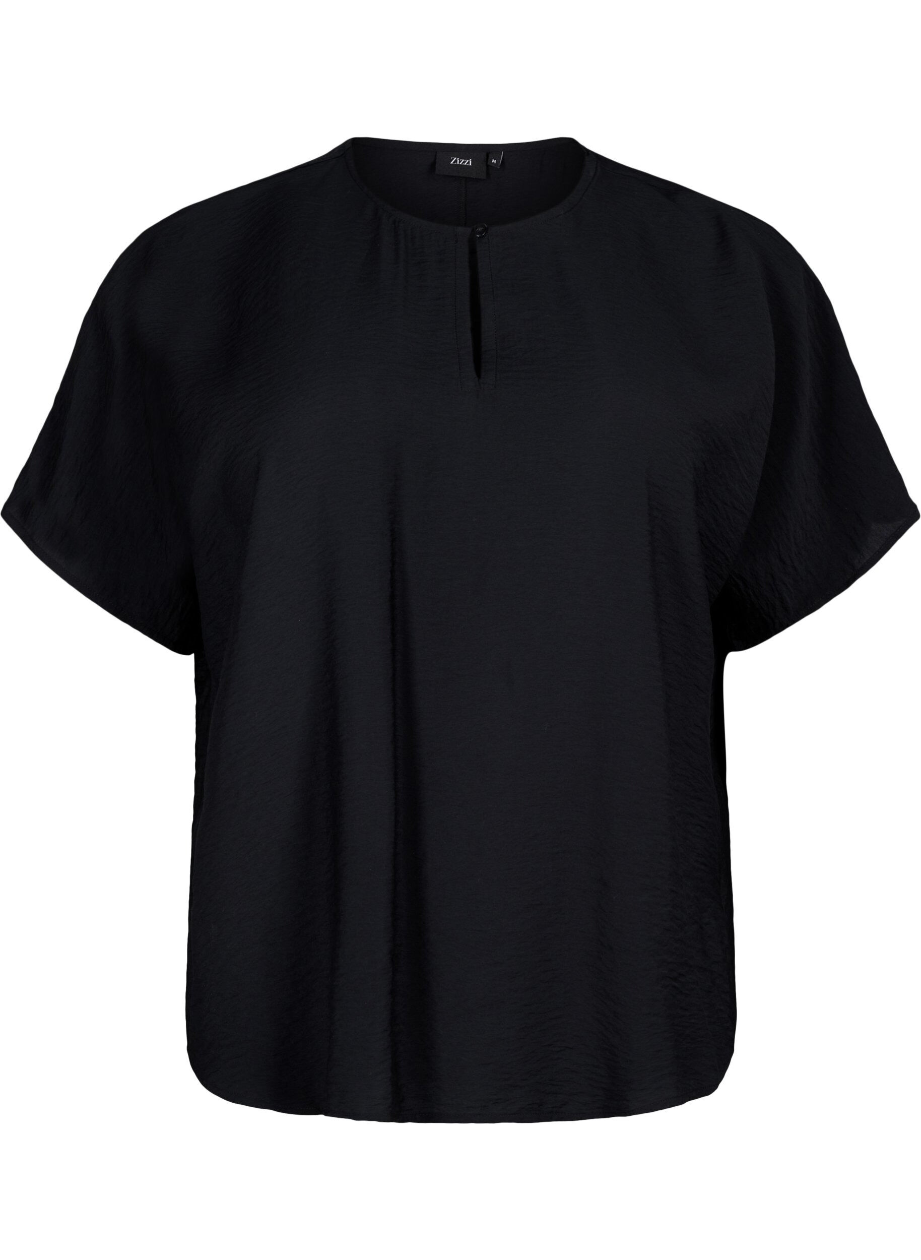 Zizzi Blouse met korte mouwen van viscose, Black, Packshot image number 0