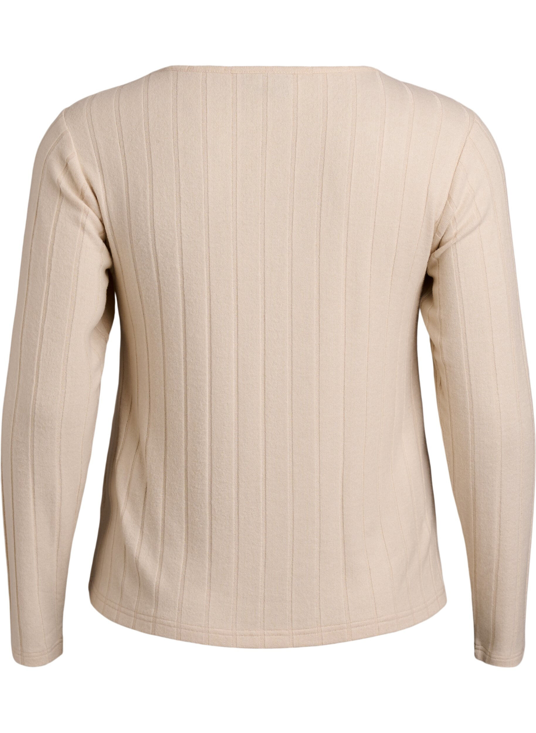 Zizzi Jerseyblouse met vierkante hals en geribde textuur, Beige, Packshot image number 1
