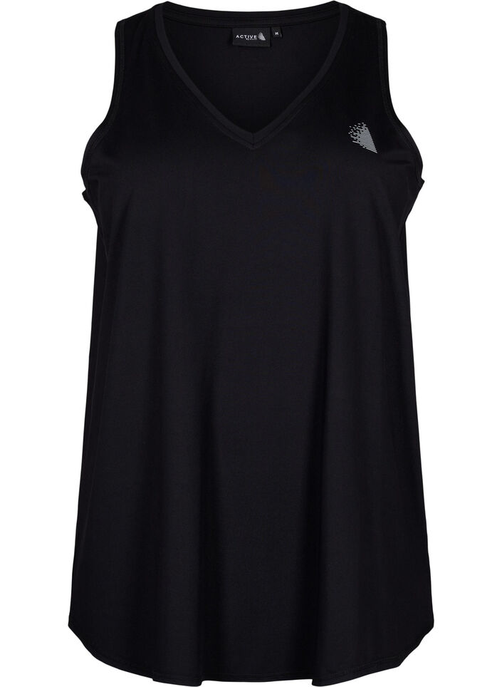 Sporttopje met V-hals, Black, Packshot image number 0