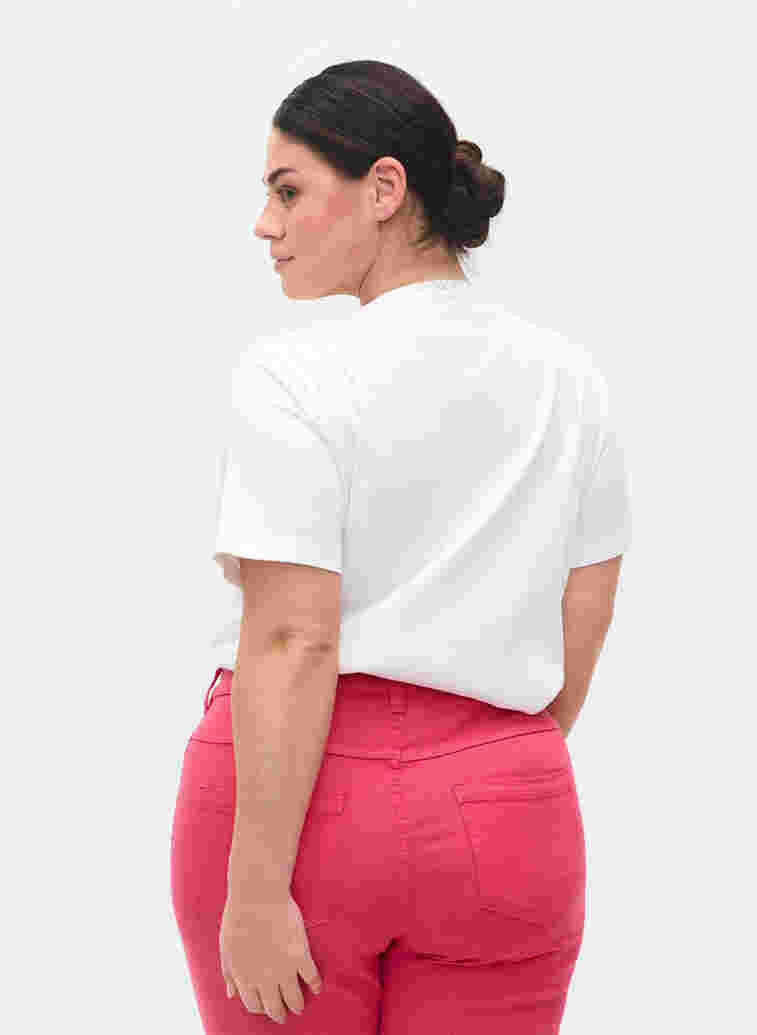 Katoenen t-shirt met geribbeld structuur, Bright White, Model image number 1