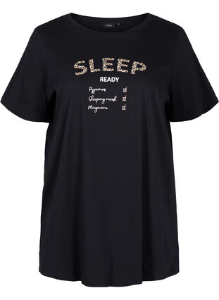 Oversized pyjama t-shirt met biologisch katoen, Black Sleep, Packshot image number 0
