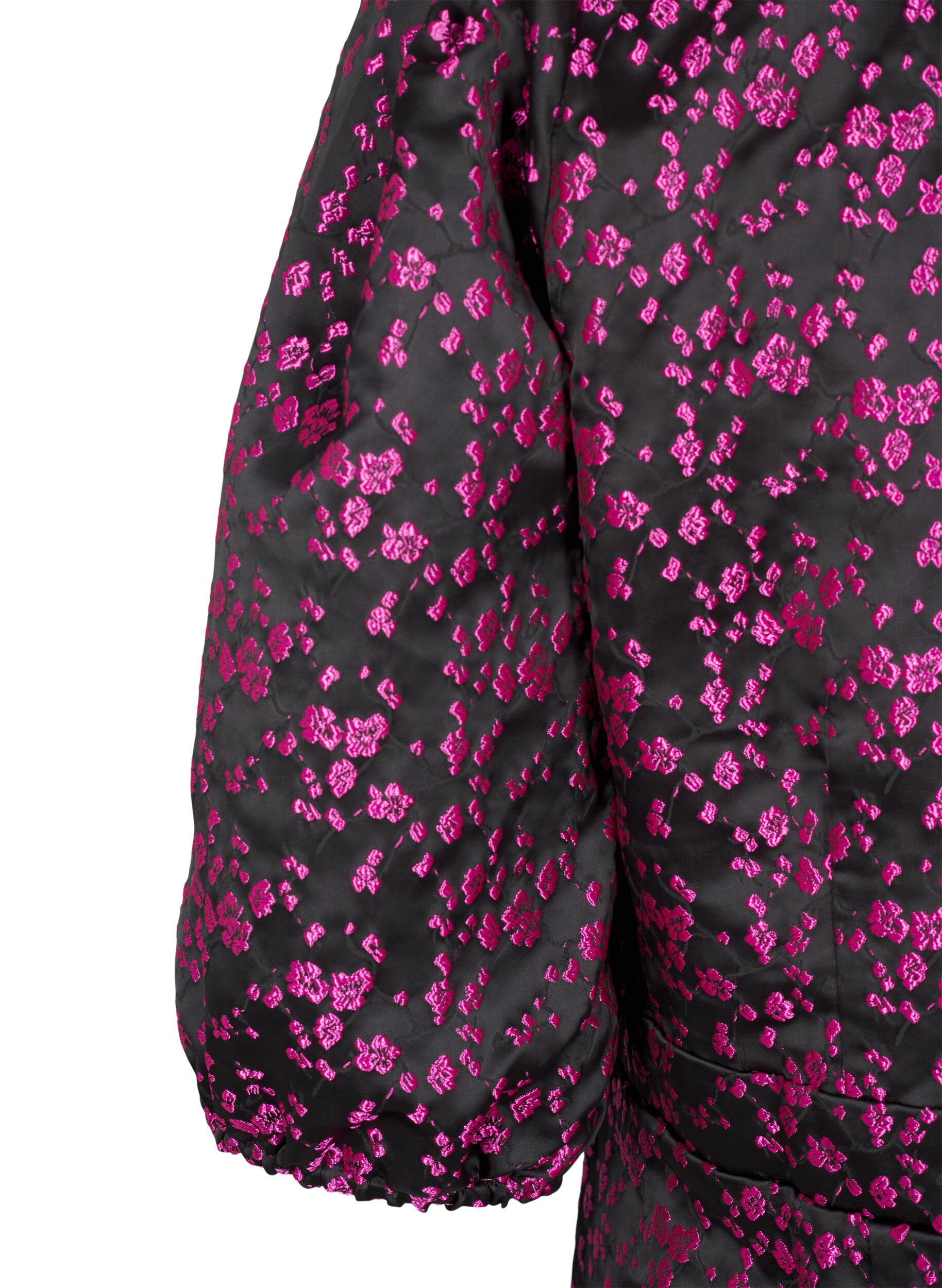 Zizzi Knie-lange jurk met geborduurde bloemen, Black Pink Flower, Packshot image number 3