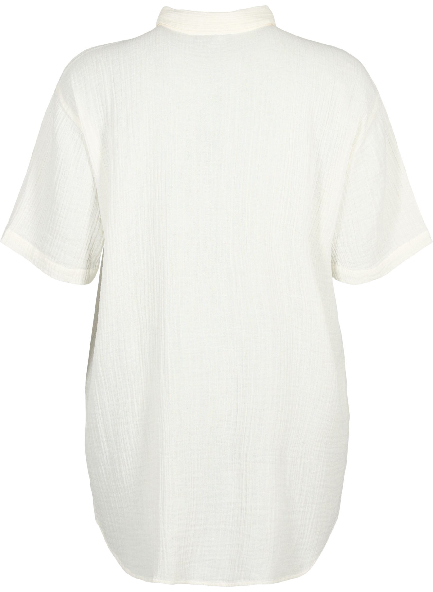 Zizzi Shirt met korte mouwen en knopen, Off-White, Packshot image number 1