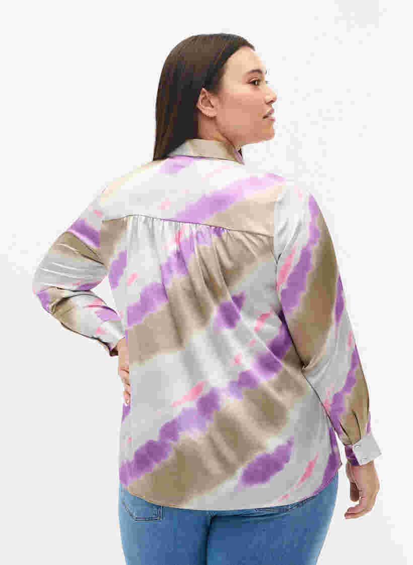 Kleurrijk overhemd in satijnlook, Watercolor, Model image number 1