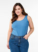 Effen gekleurd basic top in katoen, Blauw, Model image number 0