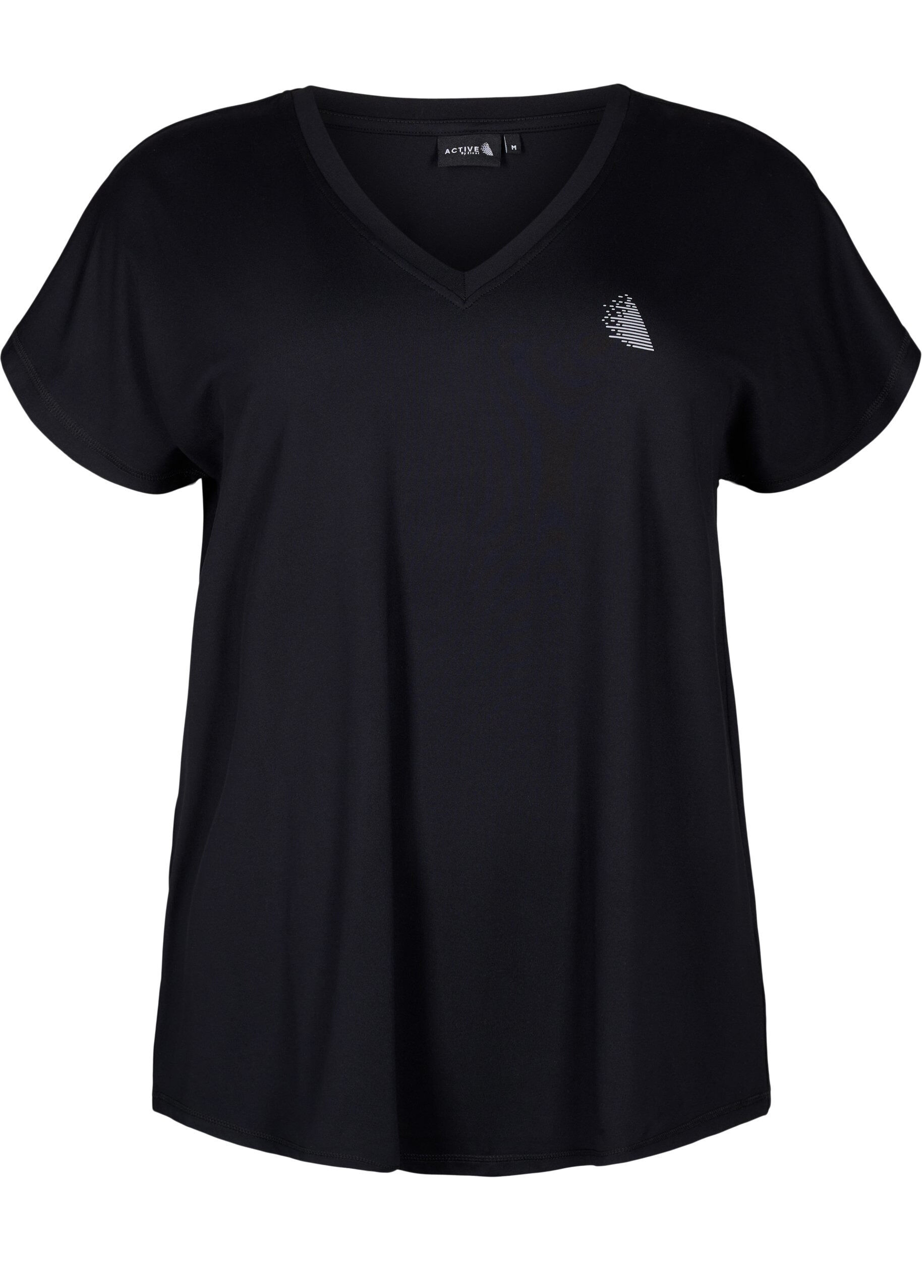 Zizzi Los trainings-T-shirt met v-hals, Black, Packshot image number 0