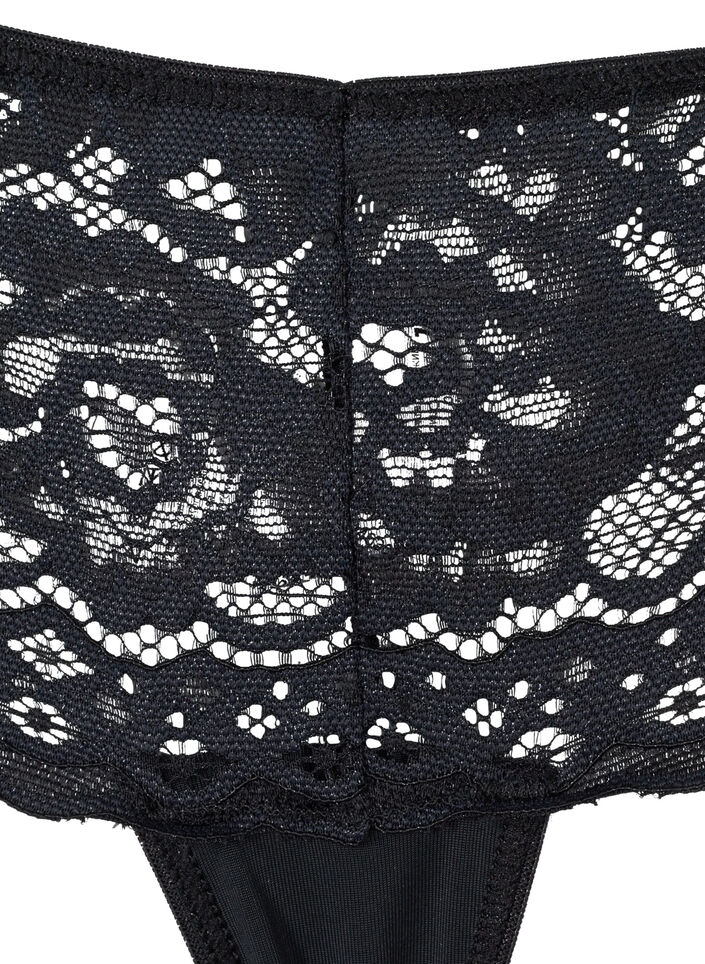 3-pack g-string met kanten rand, Zwart, Packshot image number 3