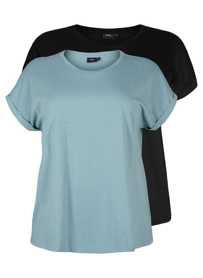 2-pack T-shirts met korte mouwen, Blauw, Packshot image number 0