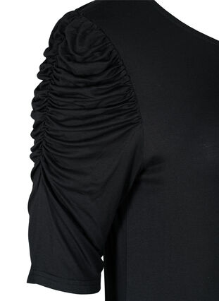 Effen viscose jurk met 2/4 mouwen , Black, Packshot image number 3