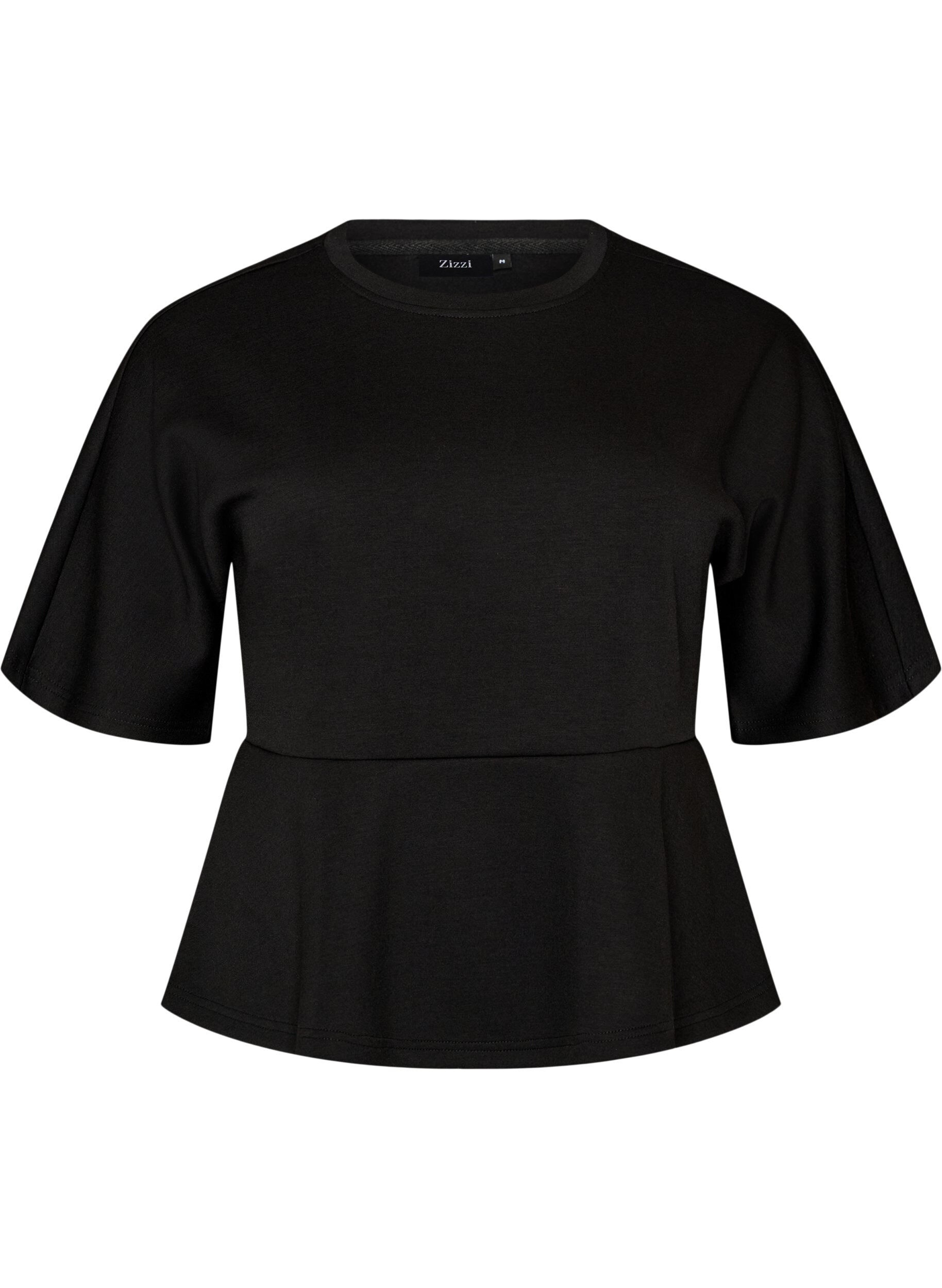 Peplum blouse met ellebooglange mouwen
