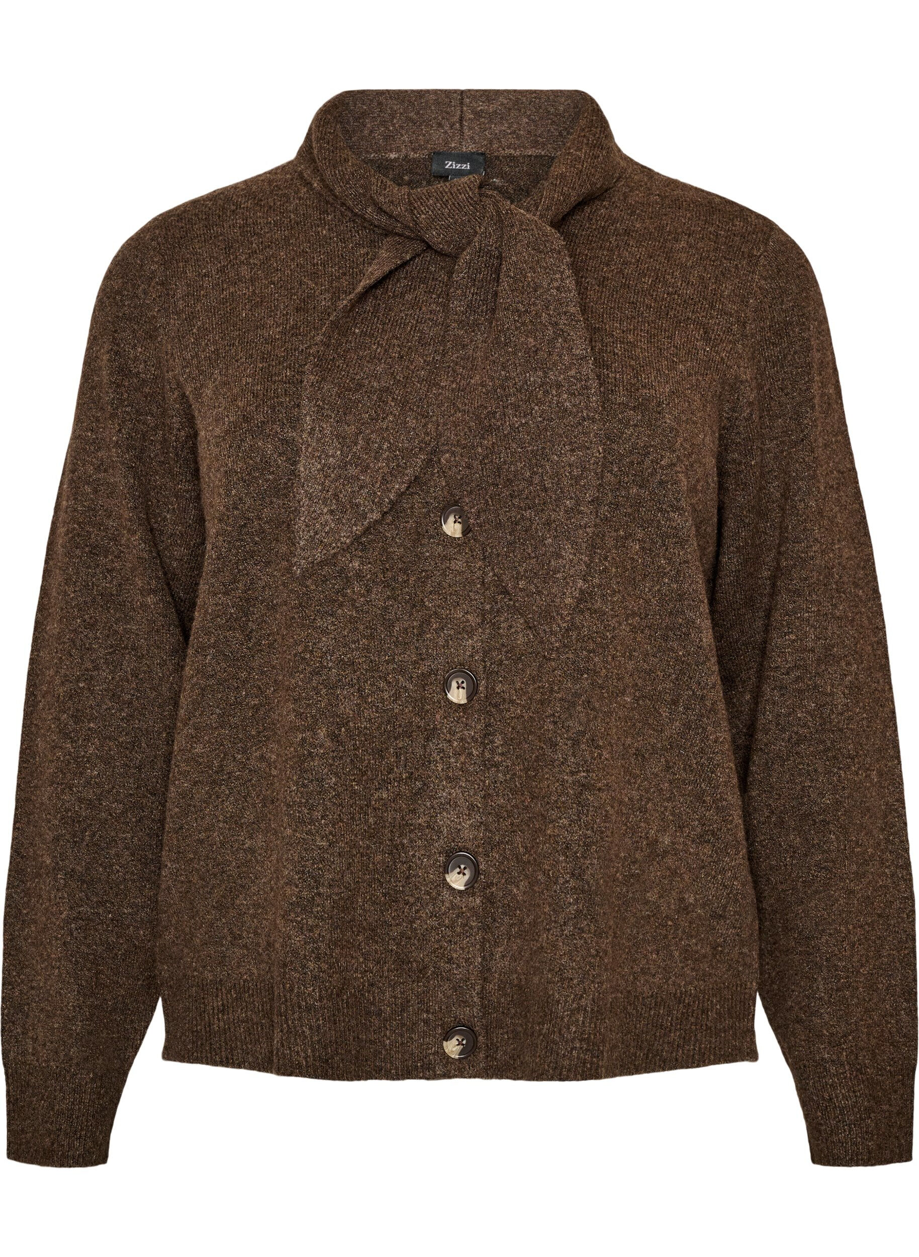 ZizziCardigan met strikjes en knopen, Bruin, Packshot image number 0