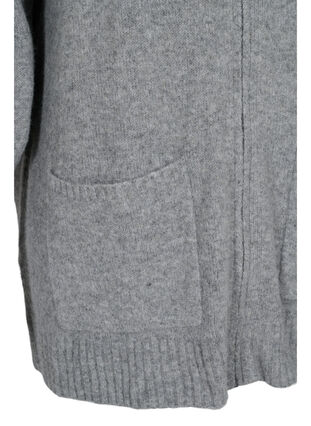 Lang gebreid vest met rits en zakken, Medium Grey Melange, Packshot image number 3