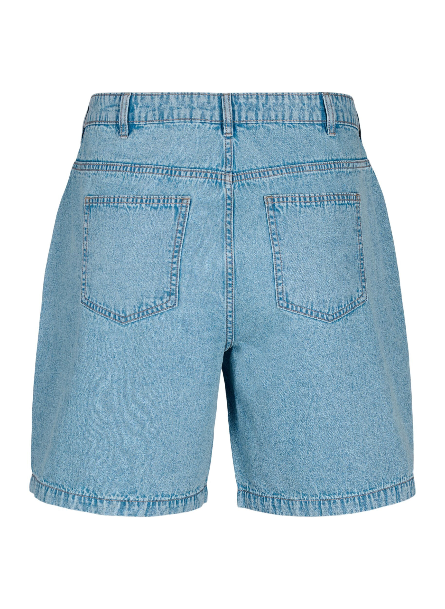 Zizzi Hoge taille korte spijkerbroek, Light Blue Denim, Packshot image number 1