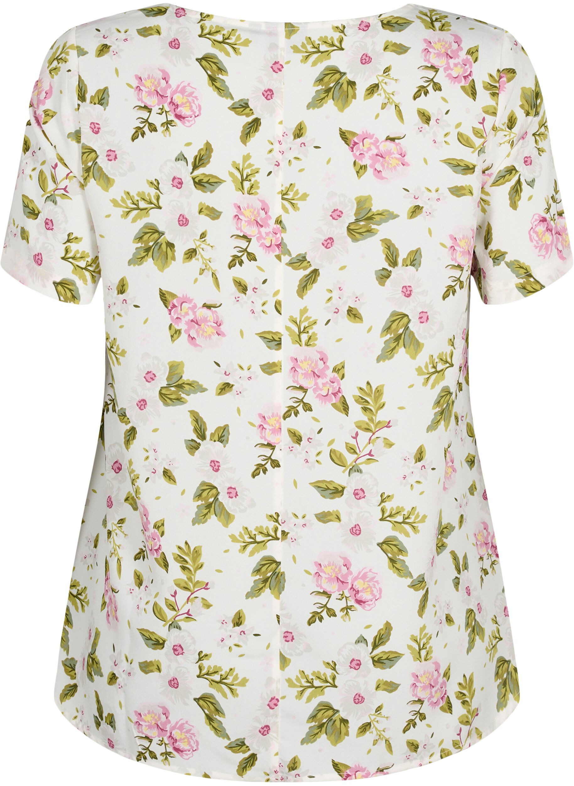 Zizzi FLASH - Blouse met korte mouwen en print, Off White Flower, Packshot image number 1