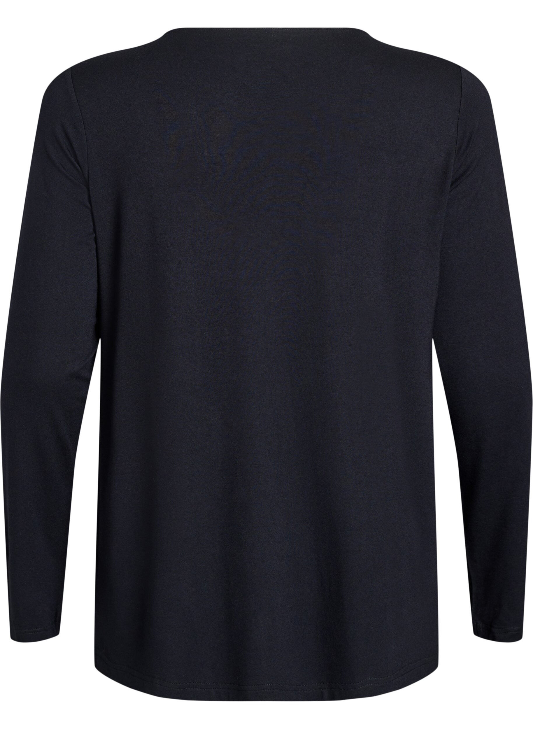 Zizzi Korte kimono in viscose, Zwart, Packshot image number 1