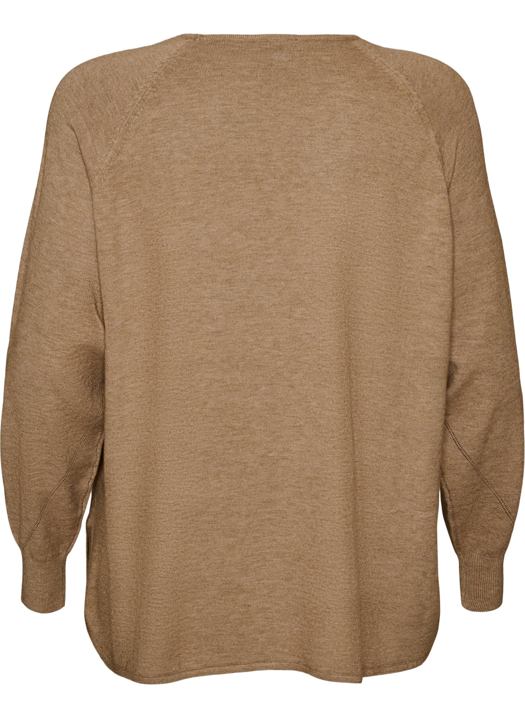 ZizziGebreide top met ronde hals en ingebreid patroon, Beige, Packshot image number 1