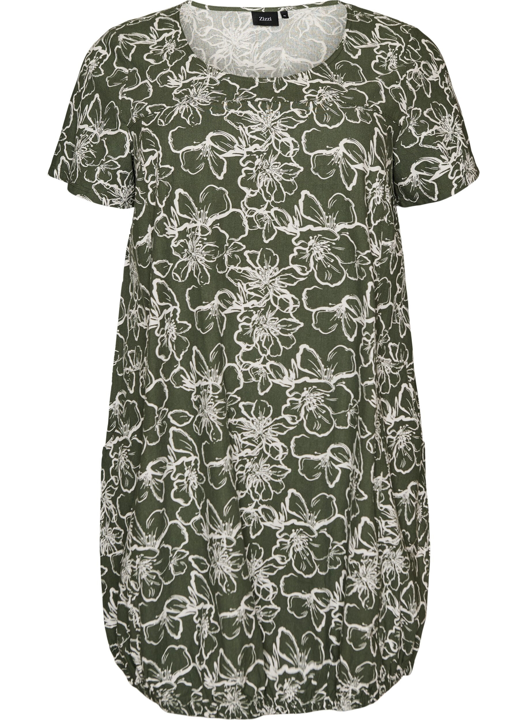 Katoenen jurk met korte mouwen en print